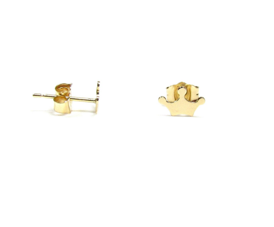 14K Tiny Crown Stud Earrings | Dainty Gold Everyday Studs